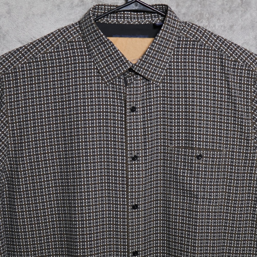 Nat Nast Shirt Mens XXL Green Geometric Silk American Luxury Originals Preppy